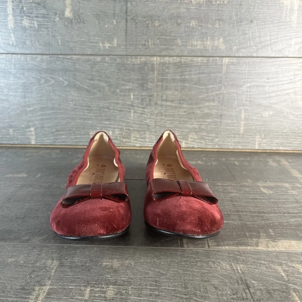 Marianitas Velvet Ballet Flats Burgundy Bow Girls US 3 Spain